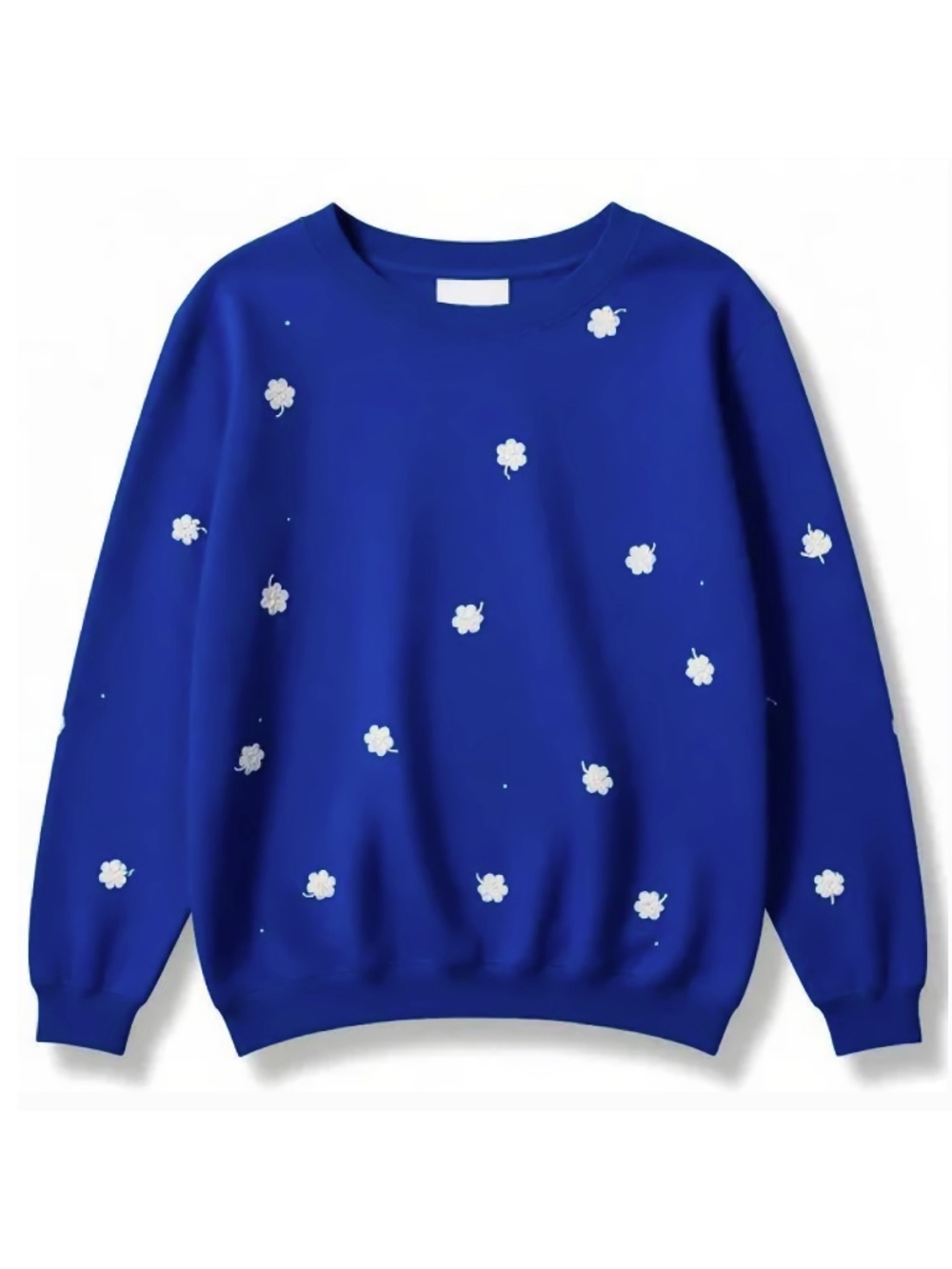 Quacker Factory Shamrock Embroidered Sweatshirt Blue Rhinestone Size S Vintage